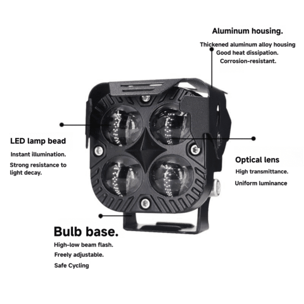 alogeno led cuadrado dual color 4 lupas